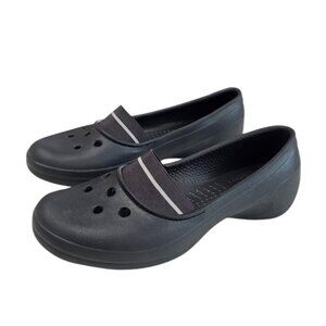 CROCS Juneau Ballet Flat Mary Jane Slip On Shoes, Closed Toe, Black, Sz 7